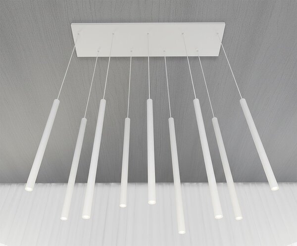 Závěsné svítidlo SELTER 9 – bílé, 9× G9, šířka 92 cm