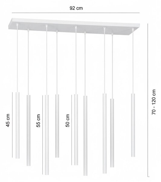 Závěsné svítidlo SELTER 9 – bílé, 9× G9, šířka 92 cm