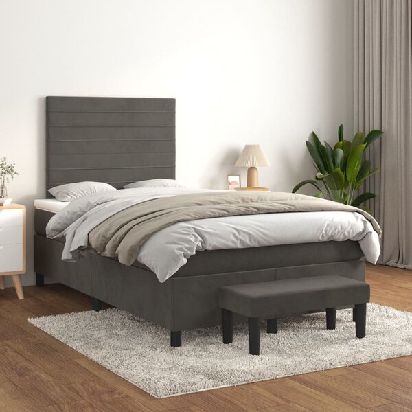 Box spring postel s matrací tmavě šedá 120 x 200 cm samet 3137894