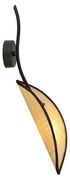 Nástěnné svítidlo LOTUS K1 – černé, hnědé textilní stínidlo, 1× E14, šířka 12 cm