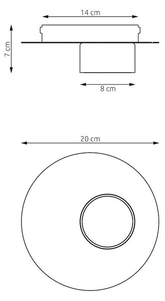 Stropní svítidlo BOLX 1 – vínové, 1× GX53, šířka 20 cm