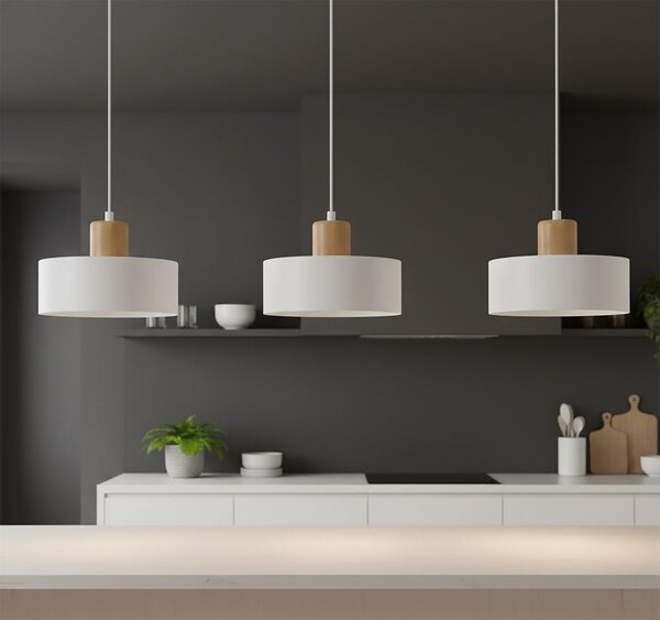 Závěsné svítidlo TORIN 3 – bílé, 3× E27, šířka 80 cm