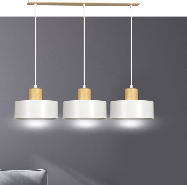 Závěsné svítidlo TORIN 3 – bílé, 3× E27, šířka 80 cm