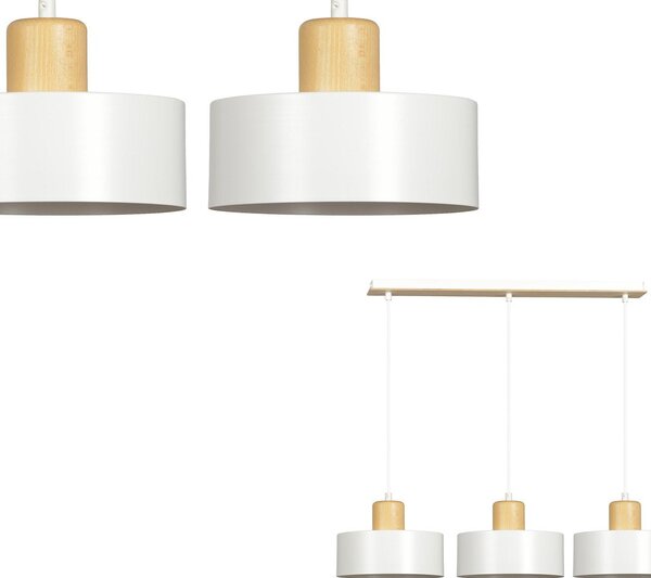 Závěsné svítidlo TORIN 3 – bílé, 3× E27, šířka 80 cm