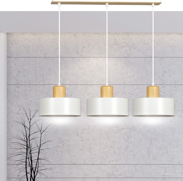 Závěsné svítidlo TORIN 3 – bílé, 3× E27, šířka 80 cm