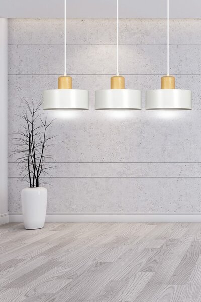 Závěsné svítidlo TORIN 3 – bílé, 3× E27, šířka 80 cm