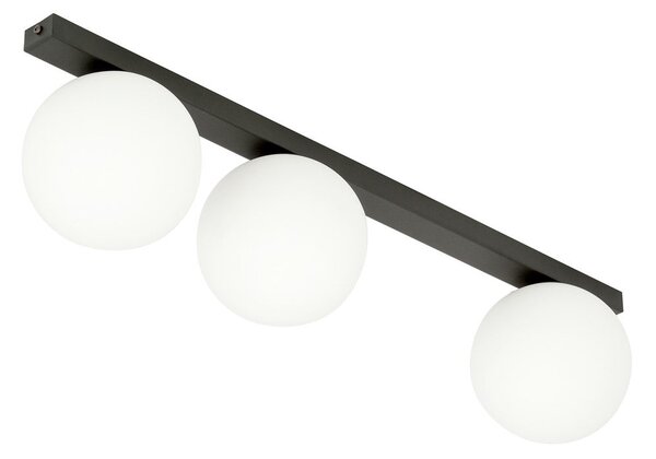 Stropní svítidlo FIT 3 – černé, opálové sklo, 3× E14, šířka 70 cm