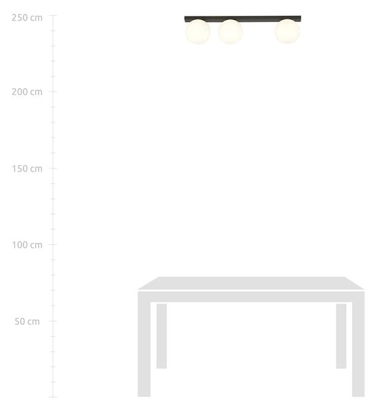 Stropní svítidlo FIT 3 – černé, opálové sklo, 3× E14, šířka 70 cm