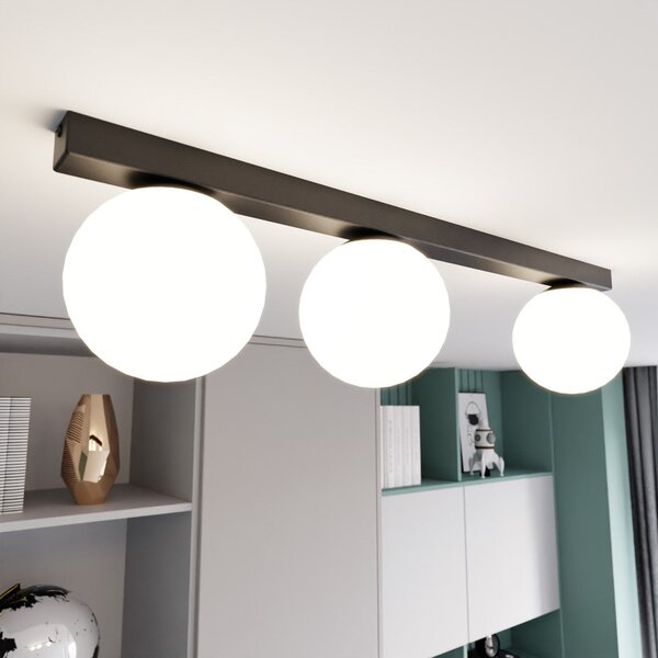 Stropní svítidlo FIT 3 – černé, opálové sklo, 3× E14, šířka 70 cm