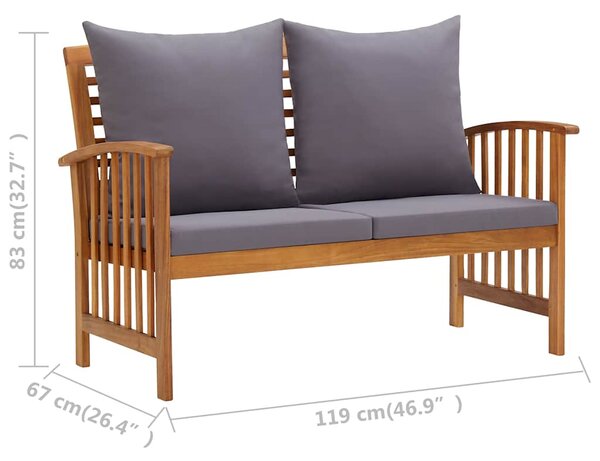 Zahradní lavice s poduškami 119 cm masivní akáciové dřevo 310261