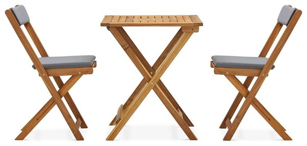 3dílný skládací bistro set s poduškami masivní akáciové dřevo 310275