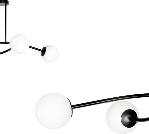 Stropní svítidlo HALLDOR 4 – černé, bílé sklo, 4× E14, šířka 108 cm