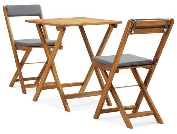 3dílný skládací bistro set s poduškami masivní akáciové dřevo 310275