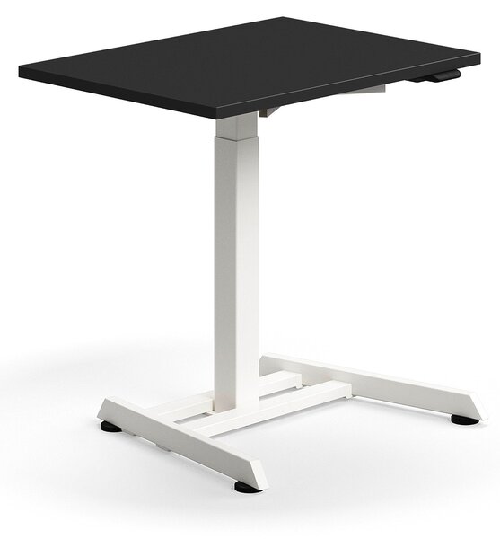 AJ Produkty Výškově nastavitelný stůl QBUS, 800x600 mm, bílá podnož, černá