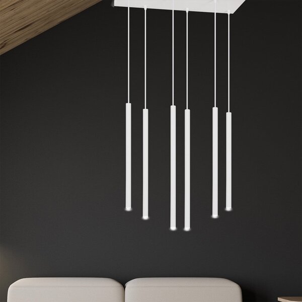 Závěsné svítidlo SELTER 6 – bílé, 6× G9, šířka 59 cm