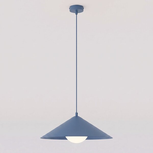 Závěsné svítidlo MONO 1M – tlumeně modré, bílé sklo, 1× E14, šířka 40 cm