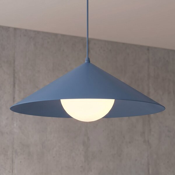 Závěsné svítidlo MONO 1M – tlumeně modré, bílé sklo, 1× E14, šířka 40 cm