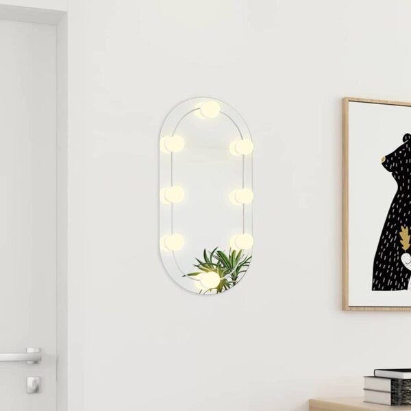 Zrcadlo s LED světly 60 x 30 cm sklo oválné 3102974