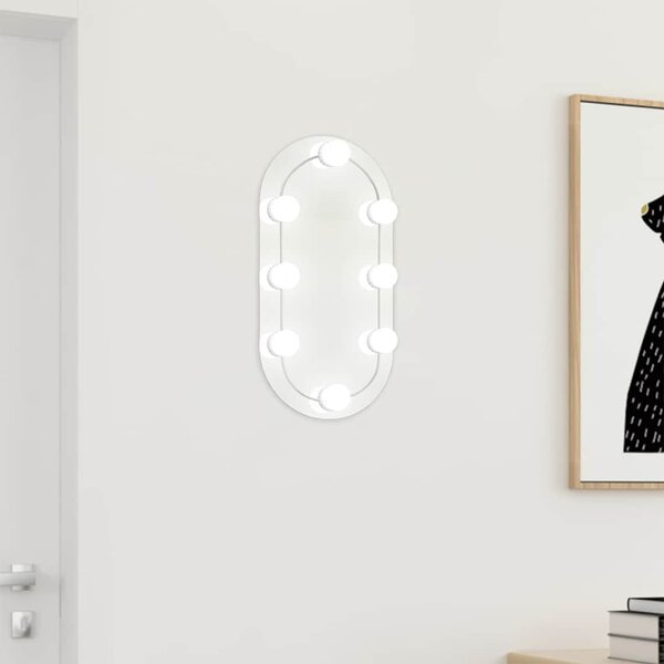 Zrcadlo s LED světly 40 x 20 cm sklo oválné 3102973