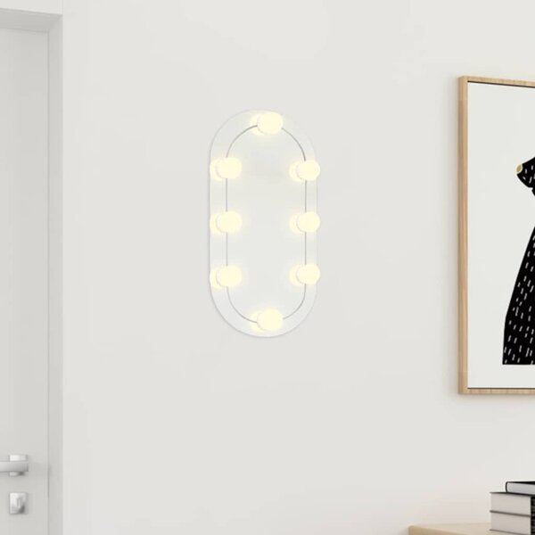 Zrcadlo s LED světly 40 x 20 cm sklo oválné 3102973