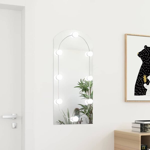Zrcadlo s LED světly 90 x 45 cm sklo obloukové 3102978