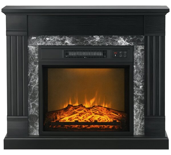 HOMCOM 1800W Elektrický Krb Dekorativní Krb s Efektem Plamene, Dálkové Ovládání, Časovač, Termostat, Ochrana proti Přehřátí pro Místnost o Velikosti 3