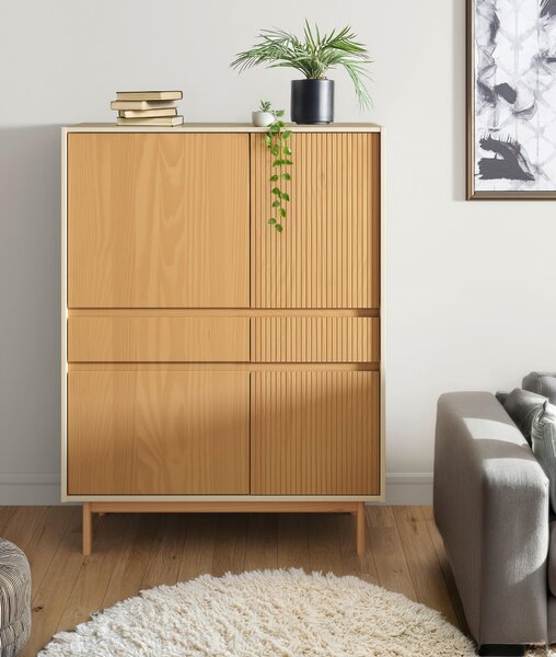 VYSOKÁ KOMODA, pinie, barvy pinie, kašmírová, 102/136/42 cm Livetastic - Vysoké komody, Online Only