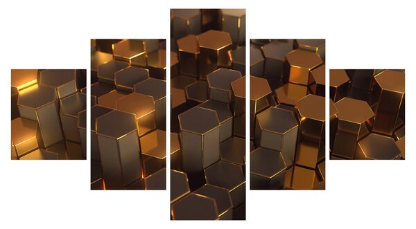 Obraz - Bronzové hexagony (125x70 cm)