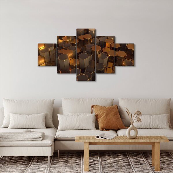 Obraz - Bronzové hexagony (125x70 cm)