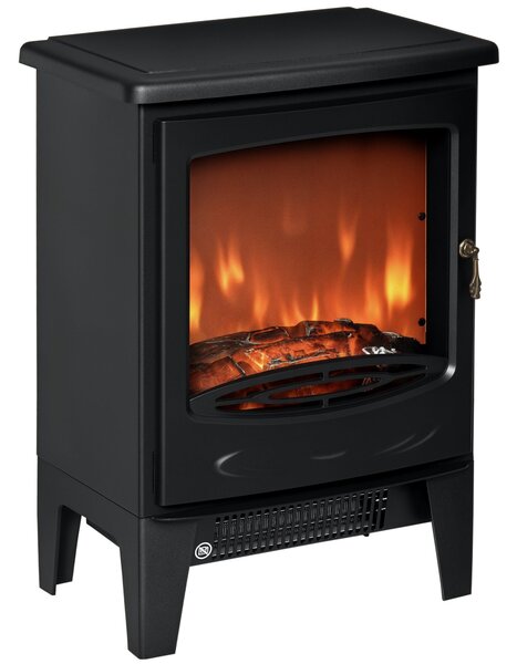 Přenosný elektrický krb HOMCOM 900/1800W s realistickým plamenem, nastavitelným termostatem a ochranou proti přehřátí pro plochy až 20 m² 39x26x55 cm