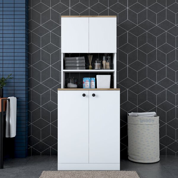 Kalune Design Koupelnová skříňka na pračku KD102 ořech/bílá