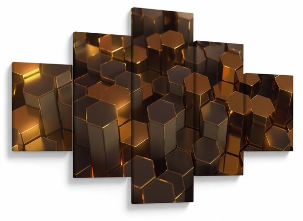 Obraz - Bronzové hexagony (125x70 cm)