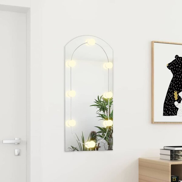 Zrcadlo s LED světly 90 x 45 cm sklo obloukové 3102978