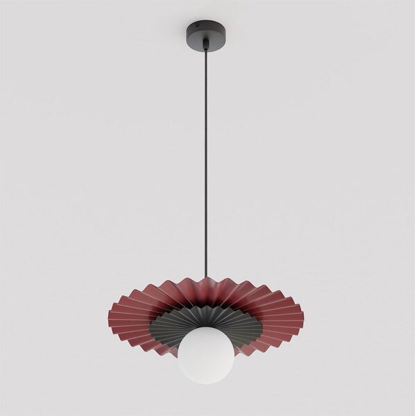 Závěsné svítidlo UMBRA 1 – vínové / černé, bílé sklo, 1× G9, šířka 35 cm