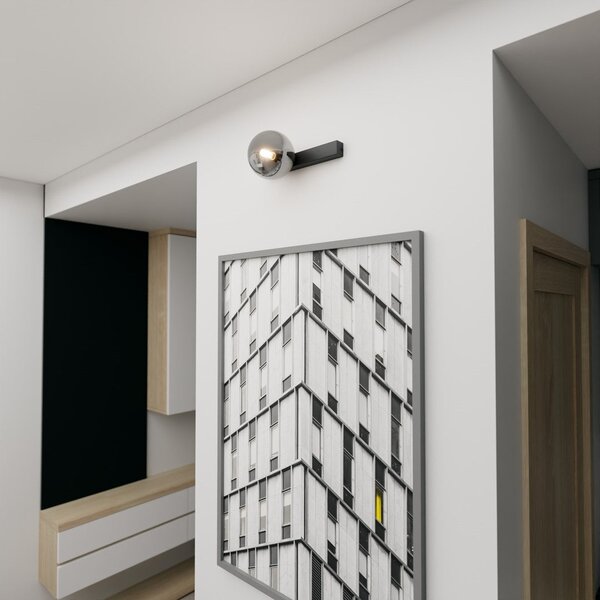 Stropní svítidlo FIT 1 – černé, grafitové sklo, 1× E14, šířka 30 cm