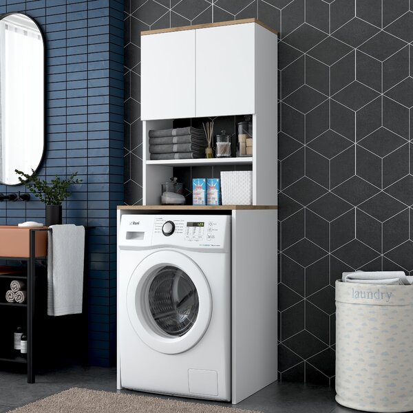 Kalune Design Koupelnová skříňka nad pračku KD101 ořech/bílá