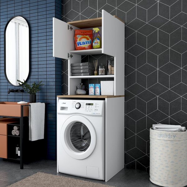 Kalune Design Koupelnová skříňka nad pračku KD101 ořech/bílá