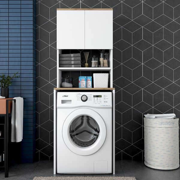 Kalune Design Koupelnová skříňka nad pračku KD101 ořech/bílá