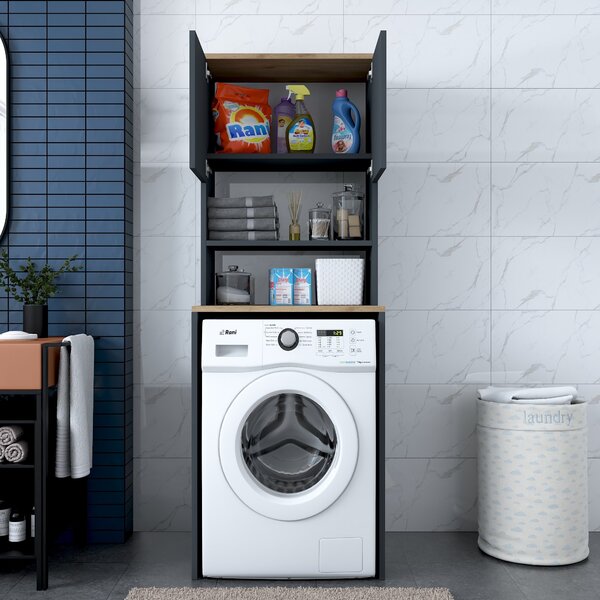Kalune Design Koupelnová skříňka nad pračku KD101 ořech/antracit