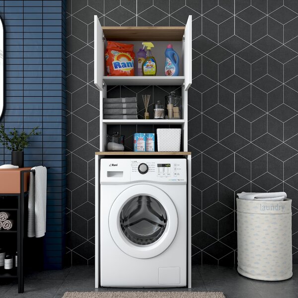 Kalune Design Koupelnová skříňka nad pračku KD101 ořech/bílá
