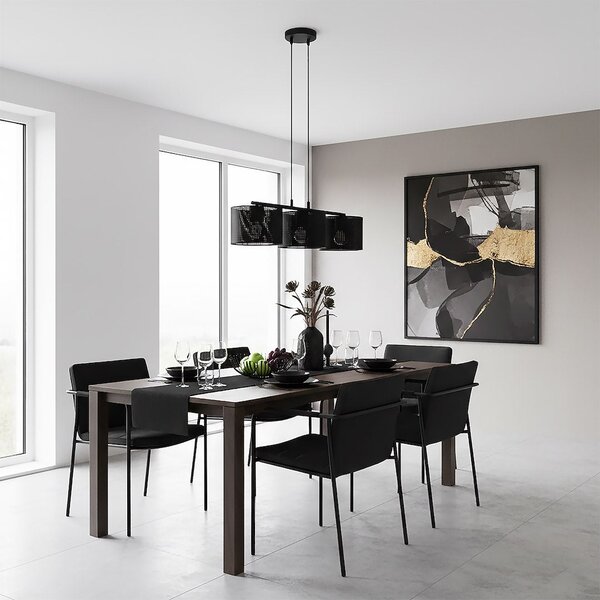 Závěsné svítidlo LUX 3 – celočerné, textilní stínidla, 3× E27, šířka 70 cm