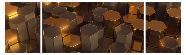 Obraz - Bronzové hexagony (170x50 cm)
