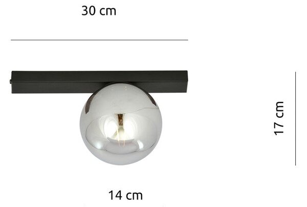 Stropní svítidlo FIT 1 – černé, grafitové sklo, 1× E14, šířka 30 cm