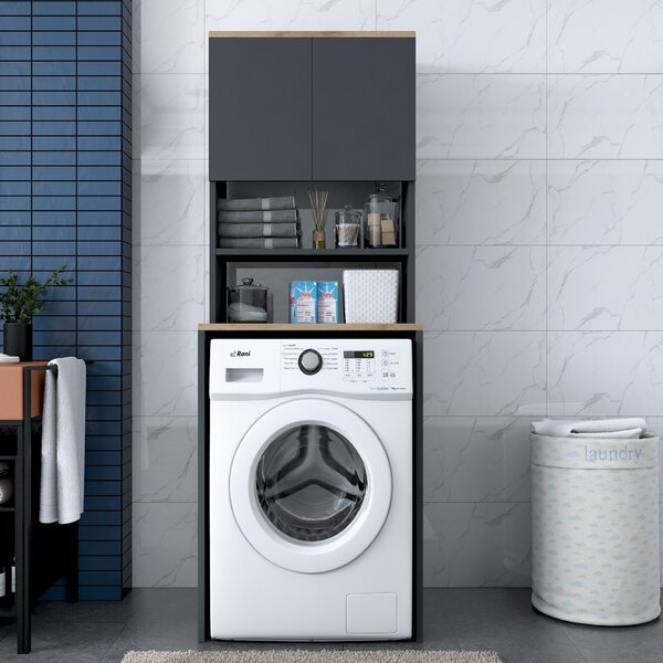 Kalune Design Koupelnová skříňka nad pračku KD101 ořech/antracit