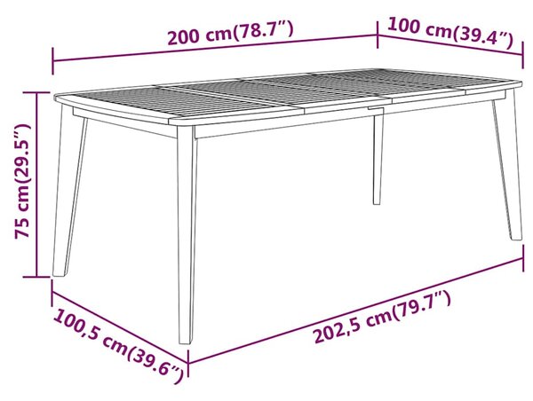 Zahradní stůl 200 x 100 x 75 cm masivní akáciové dřevo 310304