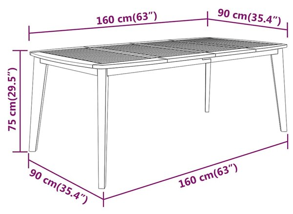 Zahradní stůl 160 x 90 x 75 cm masivní akáciové dřevo 310303