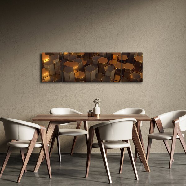 Obraz - Bronzové hexagony (170x50 cm)