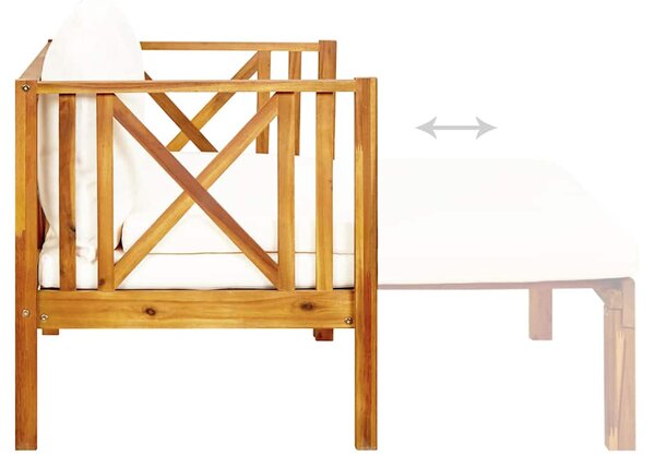 2místná zahradní lavice s poduškami 122 cm masivní akácie 310307