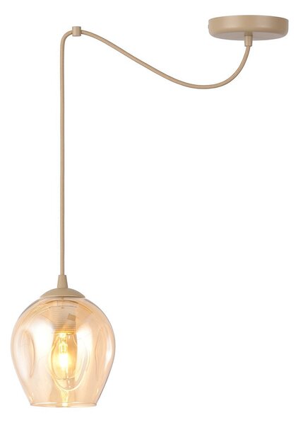 Závěsné svítidlo LEVEL 1 – moka, jantarové sklo, 1× E27, šířka 14 cm