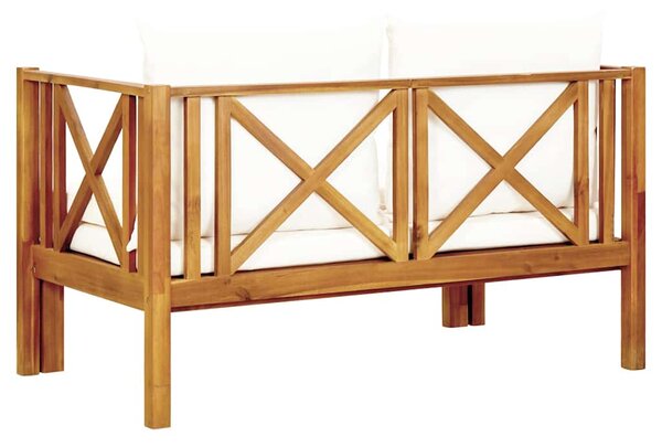 2místná zahradní lavice s poduškami 122 cm masivní akácie 310307